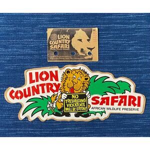 Vintage Lion Country Safari African Wildlife Sticker California w/ Ticket Stub